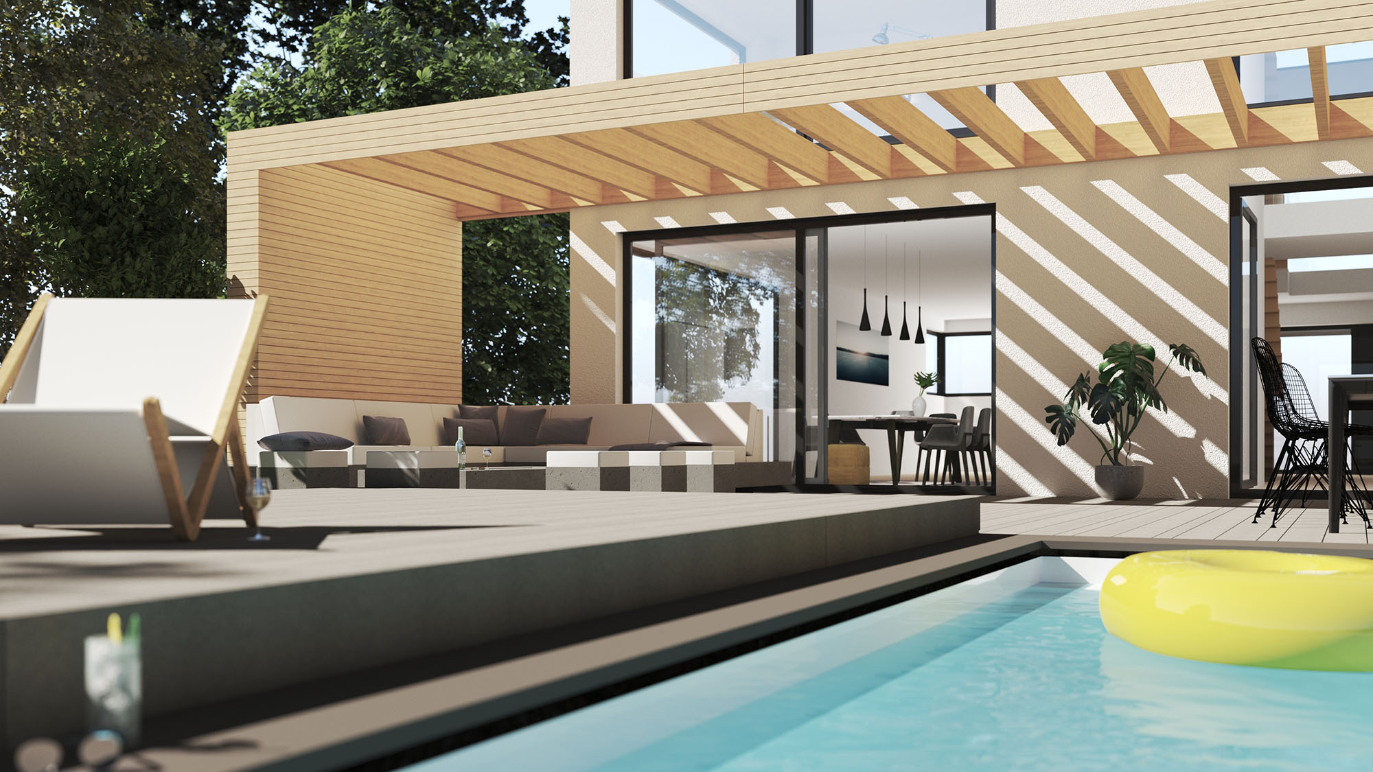 Loungebereich unter Pergola